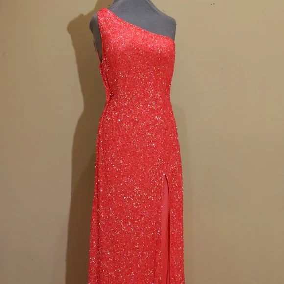 Scala | Dresses | Scala Coral Pink One Shoulder Strap Prom Dress Size 4 |  Poshmark